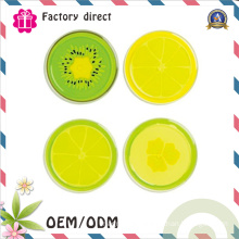 Set of 6 Fruit Slice Silicone Drink Coaster 9X9cm (3.5") Novelty Design Non-Slip Cup Mat Pad